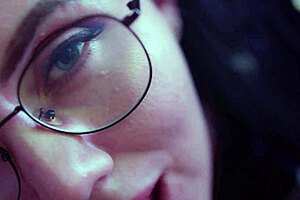 Lecherous wife gives sloppy blowjob to her man