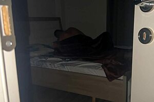 Passionate couple kisses during real sex