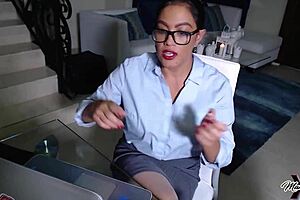 Slutty Asian Secretary Maxine X Fucks Herself on Desk