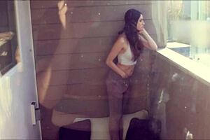 Hot Girl Fingering Herself On The Balcony.