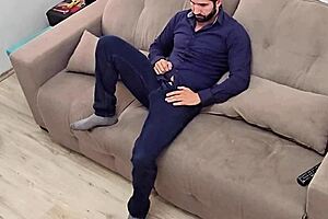 Excitement Builds As Muscular Brazilian Bodybuilder Comes Home From Work And Jerks Off His Monster Cock In Homemade Striptease!