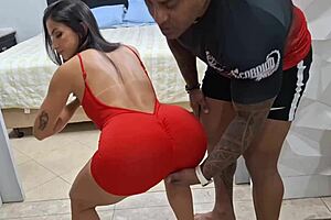 My trainer coudn't resist my raised ass and fuked me good