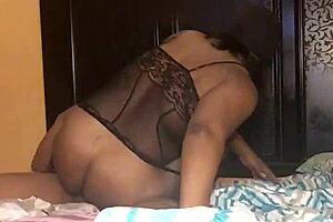 big brown ass gags on dick rides till creampie