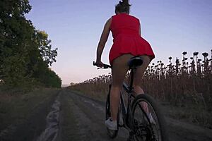 Hot bicycle ride upskirt ass worship