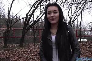 tricked amateur gets throatfucked outdoor by shady agent in pov