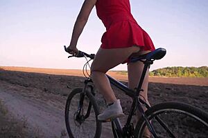 Hot bicycle ride upskirt ass worship