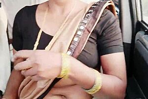 Beautiful saree call girl engages in car sex with dirty talks
