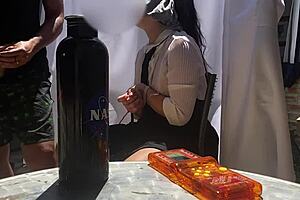 Old Man Covers Eyes And Replaces Lollipop With Cock In Mouth Oral Blowjob