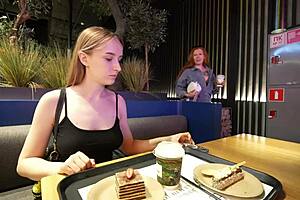 He cheats on his wife with a petite blonde neighbor.