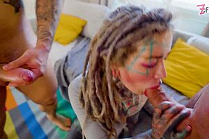 Double Anal Slut Faces Gangbang Tattoo Facial