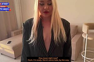 Young busty blonde in leggings gets cock in tight ass?