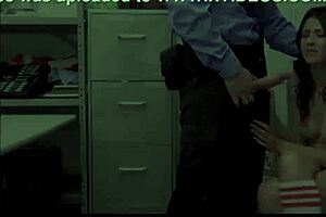 Small Tits Brunette Strip Searched and Fucked by Guard After Agreement