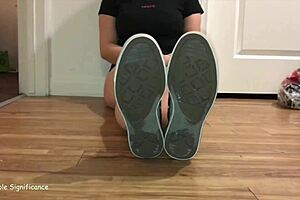 Sorority girls show off sexy soles, dirty socks, wrinkled toes in amateur fetish double