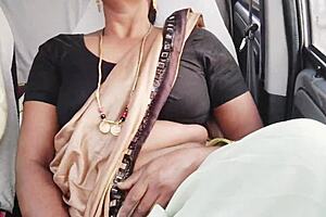 Beautiful saree call girl engages in car sex with dirty talks