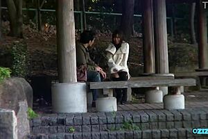 watch this asian cutie flash her tiny bikini before swallowing cum