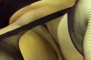 beruka teases voluptuous curves in open fishnet pantyhose