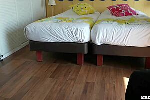 A busty dominatrix guard catches our group and begs to suck us dry