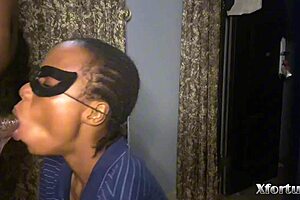 Ebony Babe Delivers Intense Blowjob Licking Petite Tits Dripping Wet