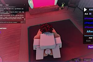 Slut intensely worships master's cock in roblox condo