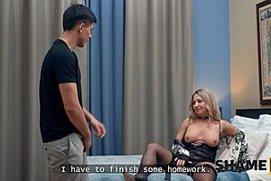 yo check out how i used my mature shaved pussy skills on this guy stockings teacher style