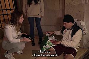 imagine beggin my friend to take homeless cock in wild submission scene