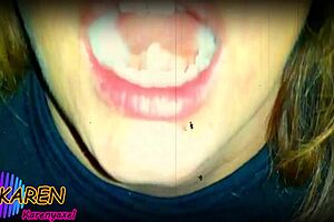 KAREN PLAYS WITH HUGE CUMLOADS IN MOUTH SLOW MOTION
