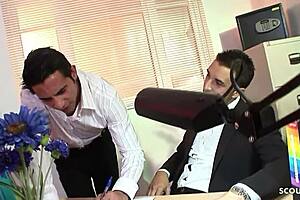 office erupts in rough bisexual foursome with gilda roberts' wet rides and deepthroats