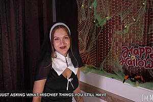 sexy nun next door sucks my cock deep and swallows every drop