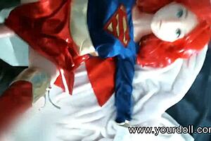 fuck my redhead superman cosplay doll's tight holes with big cock