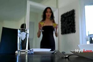 Vanessa sky and lucky fate spying, then licking shaved pussy in parody fuck 😈