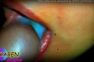 KAREN PLAYS WITH HUGE CUMLOADS IN MOUTH SLOW MOTION