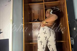 Muscular Black Stud Explores Tight Pussy Lips in Wardrobe Episode 1