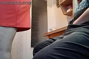 stepmom almost catches sneaky clothed kitchen masturbation orgasm