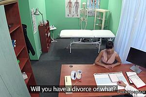 tanned brunette babe fucks doctor