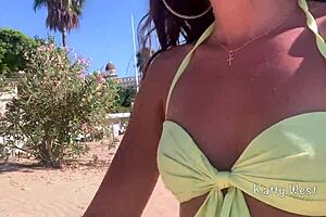 crazy chick pees panties on public beach then sunbathes wet