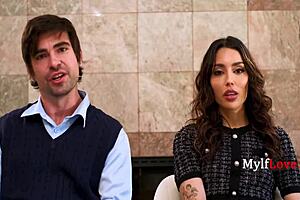 Vanessa sky and lucky fate spying, then licking shaved pussy in parody fuck 😈