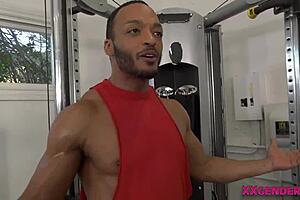 shemale titfucks cock then rides it balls deep