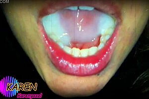 KAREN PLAYS WITH HUGE CUMLOADS IN MOUTH SLOW MOTION