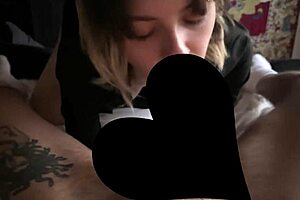 Sweet girl deepthroats while caressed in dorm room pt 1