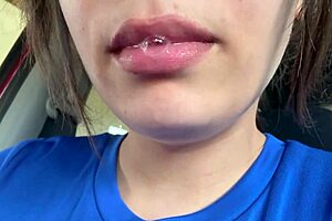 Awesome Spitting Mouth Latina Teases