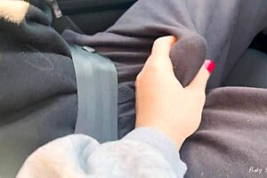 Petite Brunette Girlfriend Car Blowjob While Driving Homemade