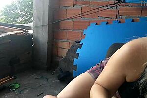 Blonde Milf Gives Outdoor Backyard Blowjob