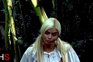 blonde teen slut takes intense outdoor dp big cock threesome