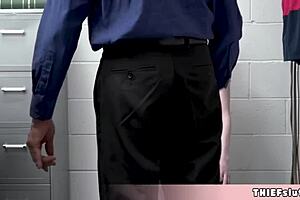 skinny blonde shoplifter bends for pervy cop's rough doggy