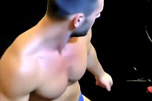 thin muscled guys in briefs transition from sitting and squatting to standing and back down with muscled legs torso chest amd arms and nice bulge too