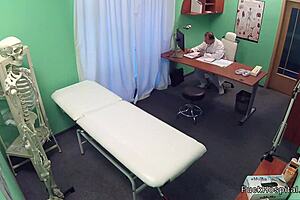 tanned brunette babe fucks doctor