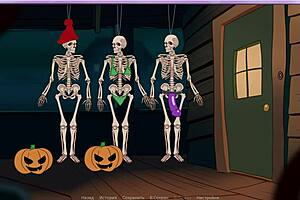 Blonde Granny in Halloween Costume Takes Huge Cock Outdoors