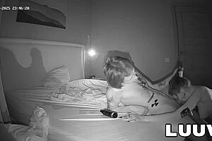 Real couple sneaks late-night homemade fuck with hot cum swallow!