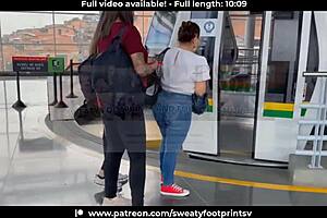 medellin cableway sweaty socks and shoes stripped off