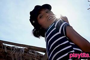 Big Tits Curvy Petite Asian Milf Strips Naked Outdoors!